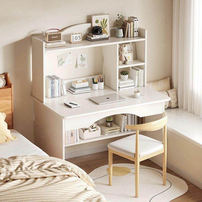 书桌书架组合一体电脑桌台式简约家用写字桌子卧室简易学生学习桌