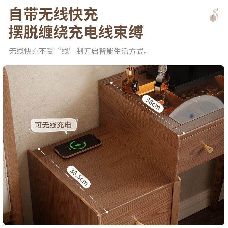 小户型梳妆台简易卧室用现代简约实木床头柜化妆台一体式小化妆桌