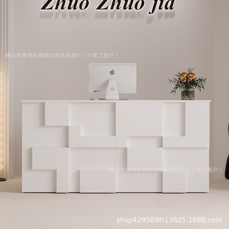 简约奶油风白色收银台