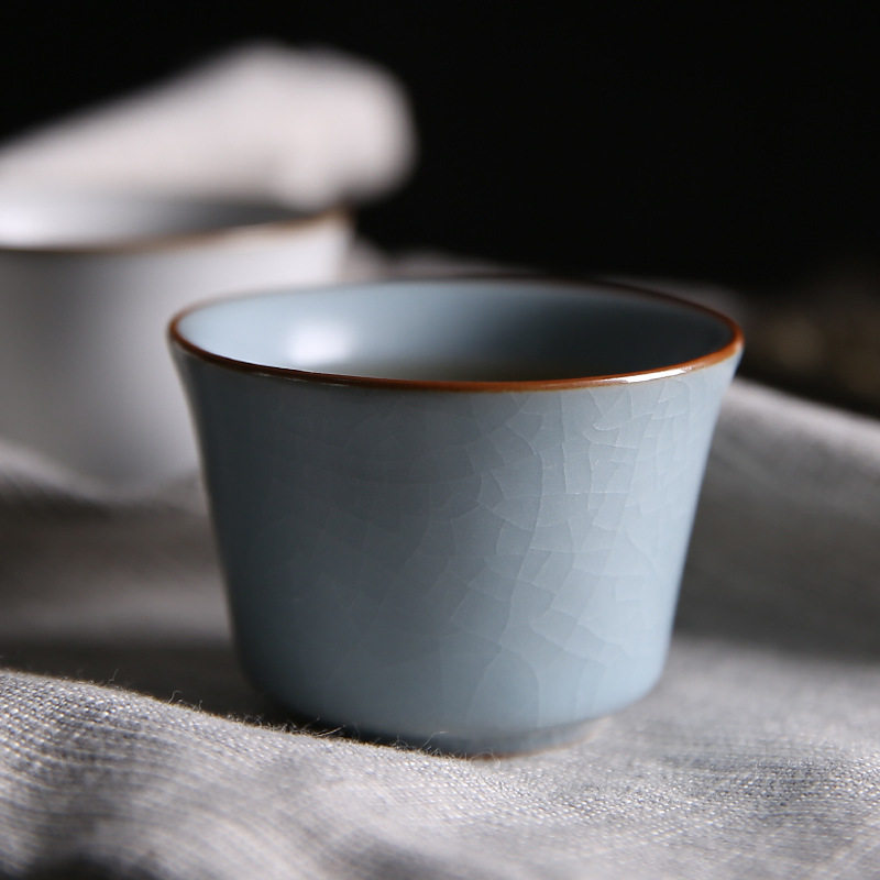 汝窑茶杯主人杯单杯品茗杯汝瓷开片可养功夫陶瓷茶具家用茶盏