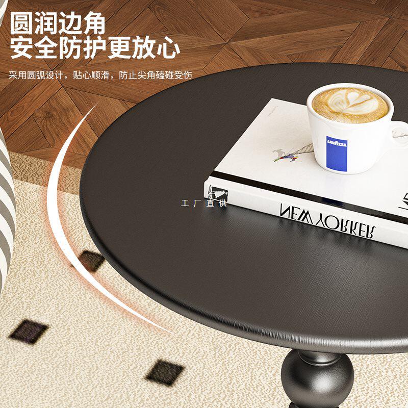 美式沙发边几轻奢复古中古小圆桌阳台小茶几小户型客厅角几床头柜