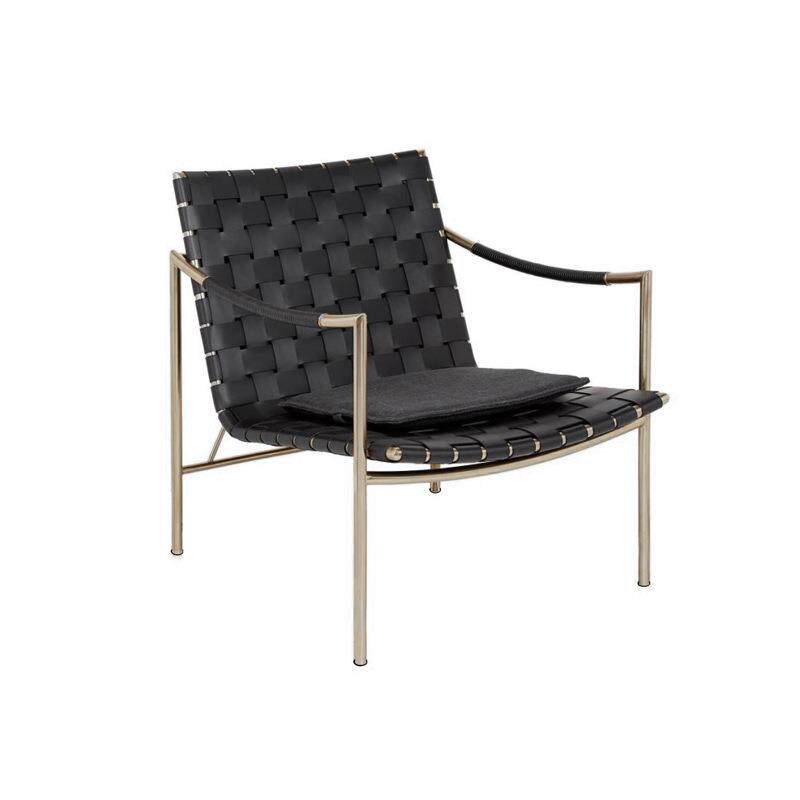 意式极简皮艺沙发椅休闲躺椅简约现代懒人椅单人马鞍皮编织躺椅