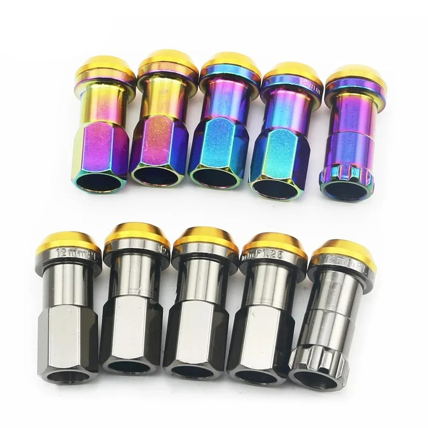 汽车改装 车轮螺母钛合金涂层防盗耳螺母锁具M12x1.25/M12x1.5
