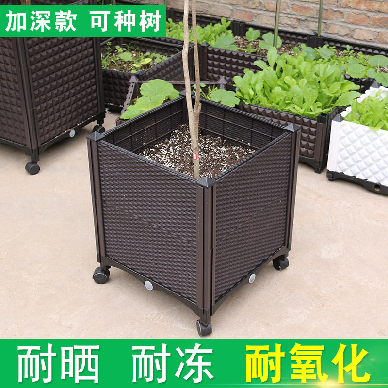 花盆塑料种植箱长方形大号带轮葡萄种菜家庭阳台花箱