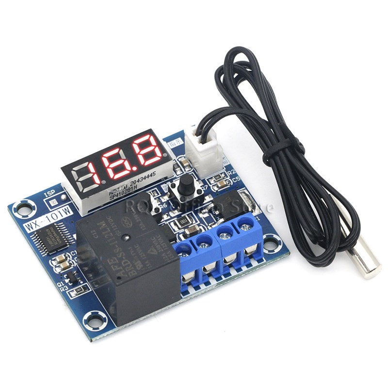 DC12V数显温控板带传感器WX-101W温控板高精度数显温度控制器开关