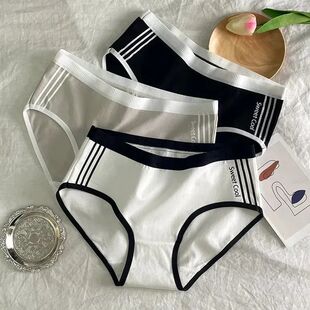 ins运动风中腰女士内裤女纯棉档舒适提臀束身学生简约三角裤