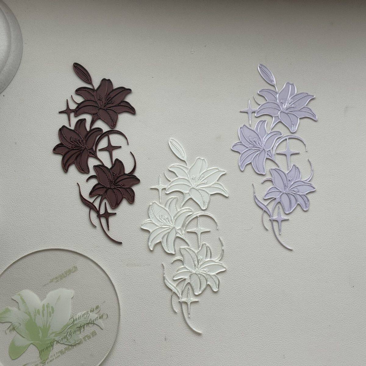 3d打印浮雕百合Lily书签新款精致小众高级风景ins风百搭立体