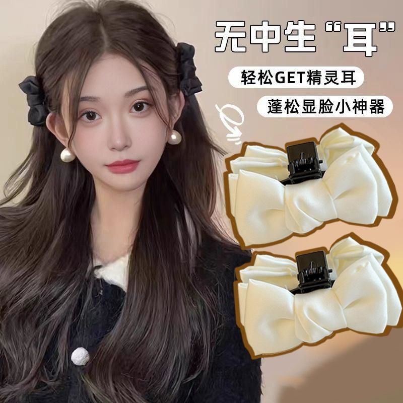 2025新款小号黑色蝴蝶结公主发卡高级配饰侧边刘海精灵造型发夹