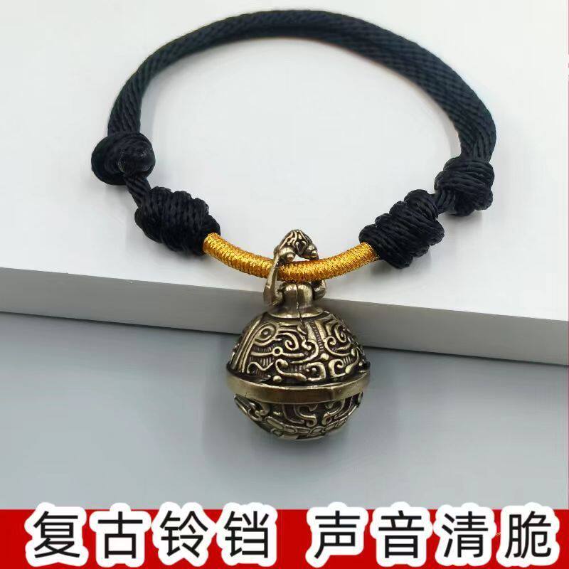 手工编织可调节防脱宠物项圈狗狗黄铜大铃铛泰迪金毛小中大型犬