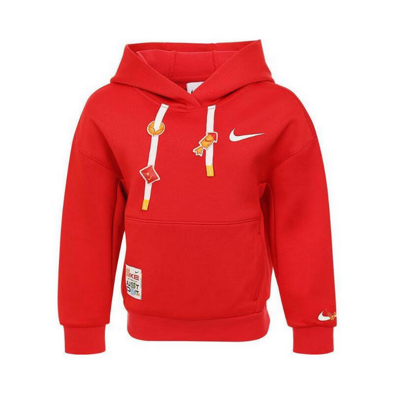 Nike耐克本命年红色运动上衣连帽套头衫男小童秋冬卫衣IH0982-657