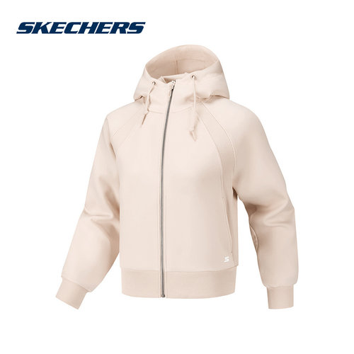 Skechers斯凯奇秋冬女子简约舒适宽松针织连帽外套 P126W035/001J