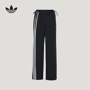 adidas阿迪达斯三叶草休闲宽松梭织运动裤2026夏女缎带长裤KY5688