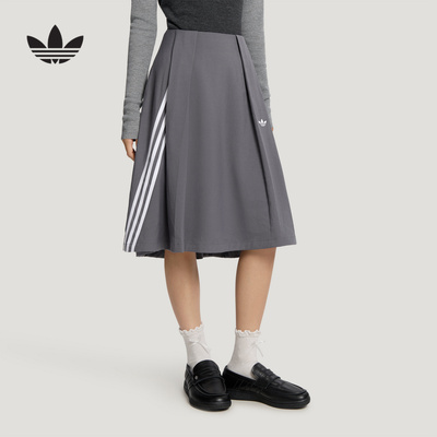 adidas阿迪达斯三叶草半身裙学院风含内衬防走光百褶裙子 LE9671