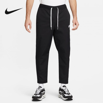 Nike耐克男裤夏新款刺绣LOGO休闲训练黑色梭织运动长裤DX0625-