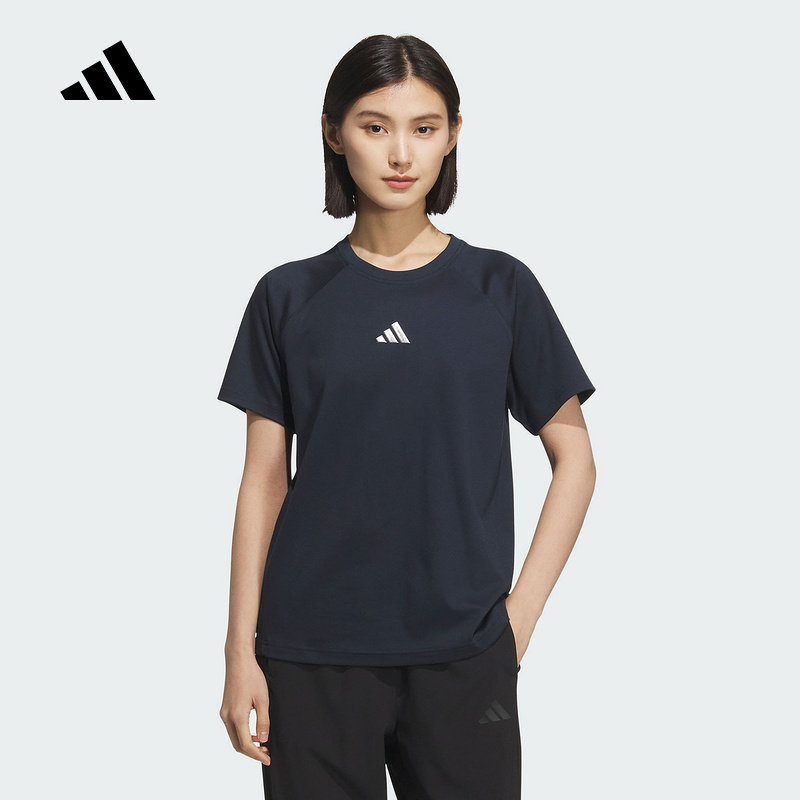 adidas阿迪达斯2025秋女凉感棉质运动休闲短袖T恤圆领透气KC0089