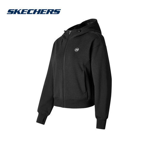 Skechers斯凯奇女子针织加绒保暖连帽宽松休闲外套 P424W159/0018