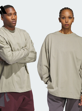 adidas阿迪达斯2025春新款男女情侣款棉篮球运动长袖T恤JD6130