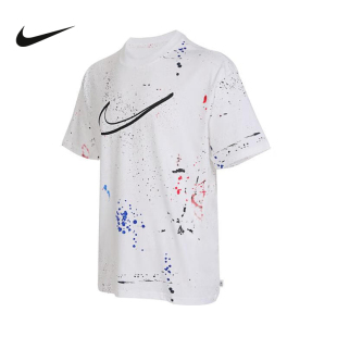100 女HF5565 Nike耐克男T恤泼墨趣味印花半截袖 圆领运动短袖