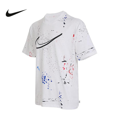 Nike耐克男T恤泼墨趣味印花半截袖圆领运动短袖女HF5565-100