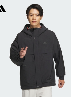阿迪达斯冬新款男装梭织户外夹克连帽抗风拒水外套开衫上衣JI8680