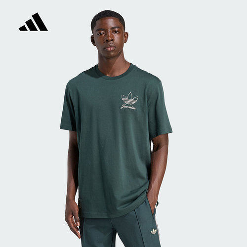 adidas阿迪达斯男子尤文图斯足球休闲文化棉质运动短袖T恤JM9466