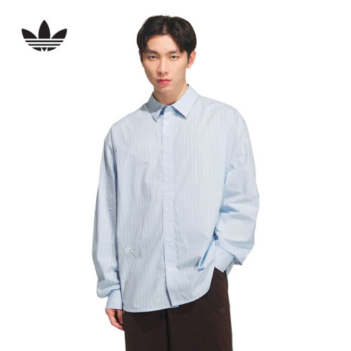 adidas阿迪达斯三叶草静奢甄选系列纯棉宽松男女长袖衬衫 KS2909