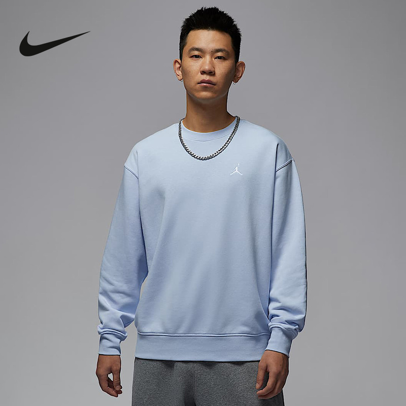 NIKE耐克男子Jordan运动衫春秋季拼接圆领法式毛圈卫衣FV7296-407