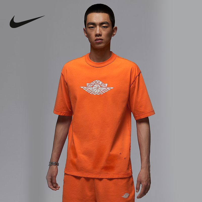 耐克男短袖Jordan夏飞翼水洗印花复古做旧透气针织T恤IB3131-820