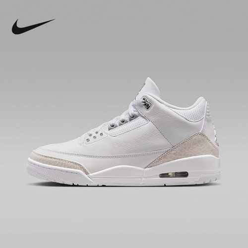 耐克男鞋AIR JORDAN 3 AJ3白色中帮运动鞋复古篮球鞋CT8532-111