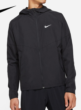 耐克男子拒水跑步夹克防晒皮肤衣夏季新款梭织连帽外套FB7541-