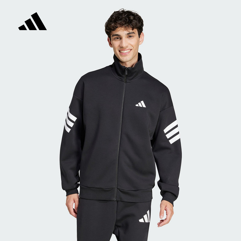 adidas阿迪达斯2025春季新款男子针织夹克外套立领宽松休闲JD4885