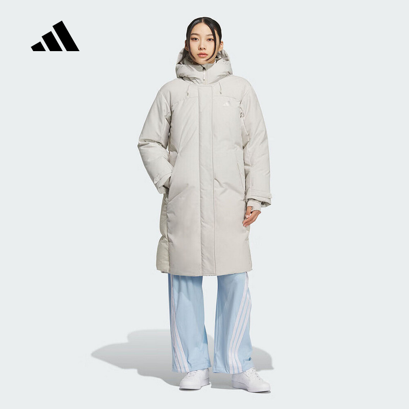 adidas阿迪达斯2025冬女休闲长款羽绒服运动连帽保暖外套 KC2511