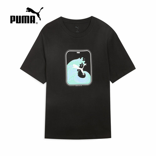 PUMA彪马夏季新款男装印花休闲运动宽松透气舒适短袖T恤676702-01