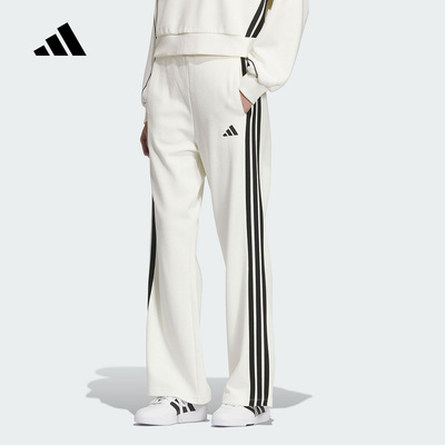 adidas阿迪达斯垂坠挺阔运动休闲裤三条纹针织长裤女秋新款KC0045