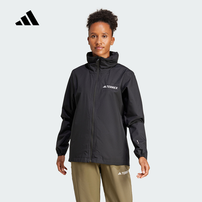 adidas阿迪达斯2025春新款女梭织夹克户外运动休闲连帽外套JM8702