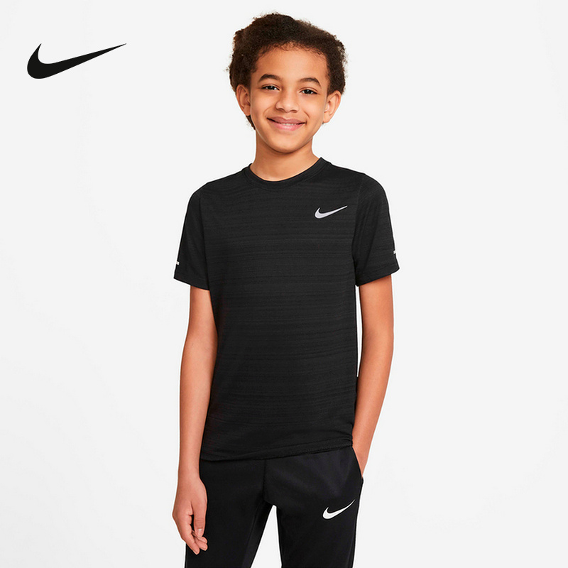 NIKE耐克男童T恤夏季新款2025运动休闲圆领短袖针织衫DD3055-010