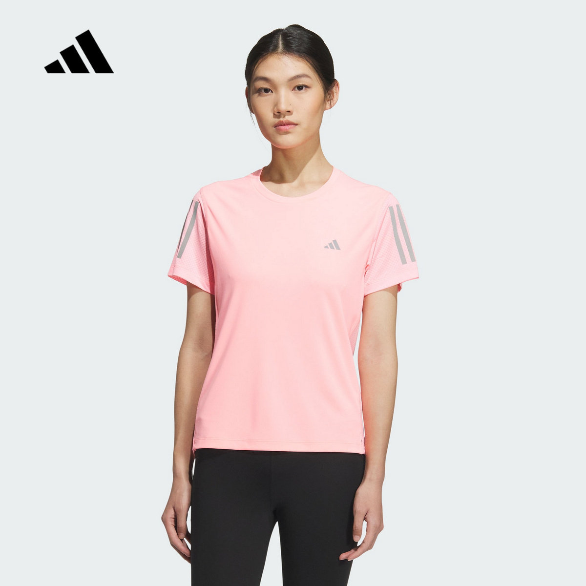 adidas阿迪达斯夏季新款女子速干休闲跑步运动圆领短袖T恤 JZ2201