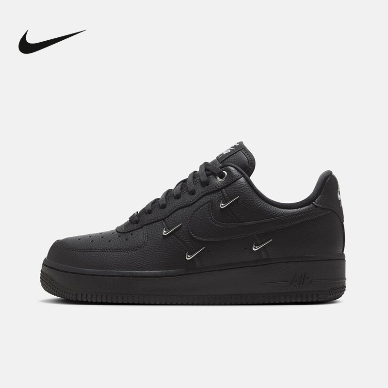 Nike耐克女鞋AIR FORCE 1 AFI黑银四勾 空军一号运动鞋HQ1180-001
