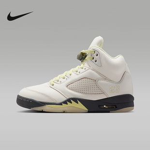 耐克女鞋AIR JORDAN 5 RETRO白黄中帮运动鞋复古篮球鞋IM7592-130