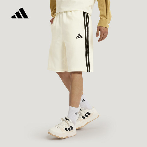 adidas阿迪达斯三条纹舒适五分裤中裤2026夏男针织短裤 KR2528