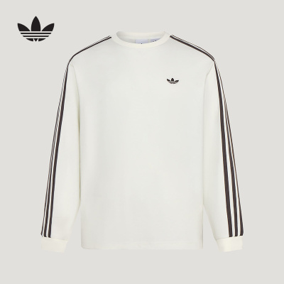 adidas阿迪达斯三叶草三条纹Cali长袖极简休闲风宽松男T恤 LC8312