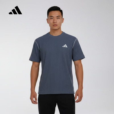 adidas阿迪达斯2026夏男华夫格上衣休闲运动圆领短袖T恤 LC6770
