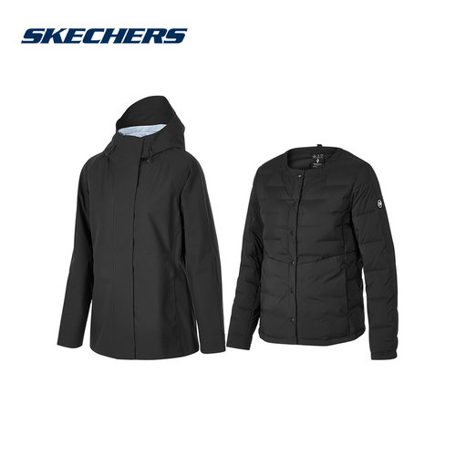 Skechers斯凯奇冬女士套装梭织连帽外套+羽绒外套 P424W075/0018