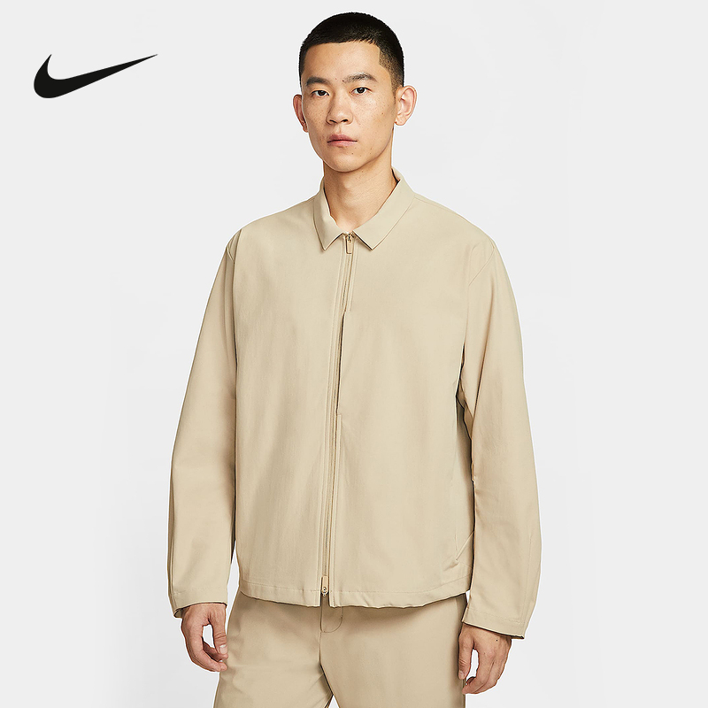 NIKE耐克24.7男子立领外套秋季新款卡其色针织运动夹克IF2868-253