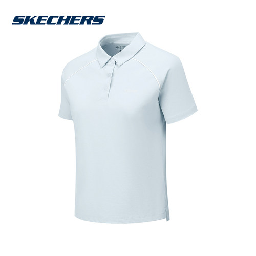 Skechers斯凯奇女士夏季透气舒适速干简约POLO领短袖T恤 P225W