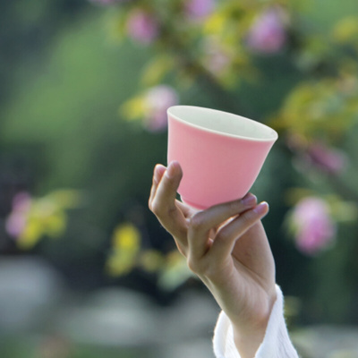 景德镇手工陶瓷茶杯主人杯单杯中式品茗杯妃色花神杯家用高端茶具