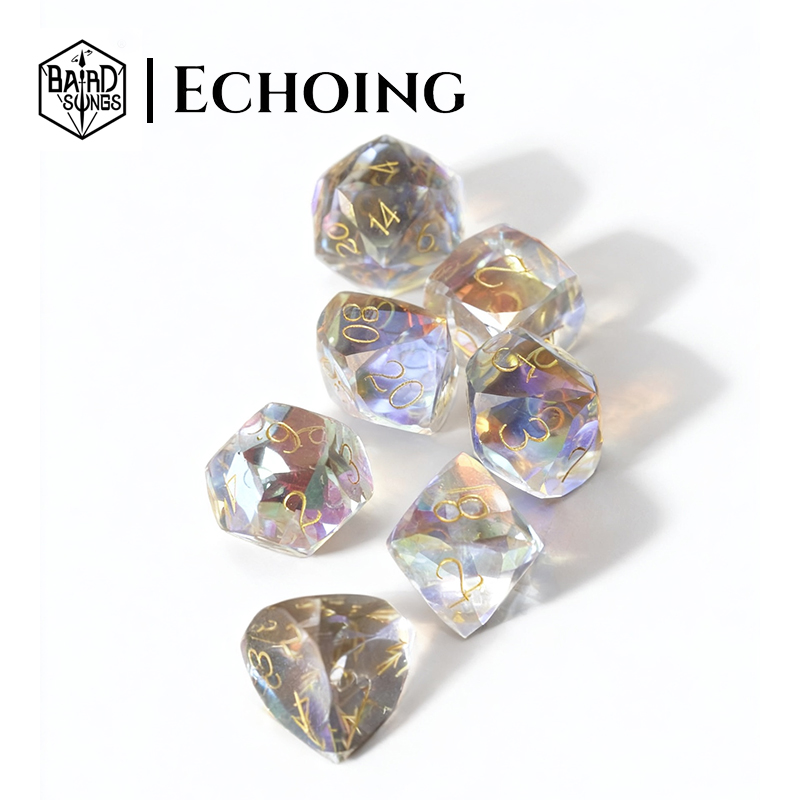 吟游之歌跑团鸣响系列钻石切割人造水晶骰子套装coc龙与地下城dnd