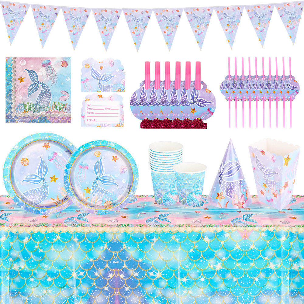 美人鱼生日派对拉旗桌布餐盘装饰套装 海底主题螺旋挂件蛋糕插牌,节庆用品/礼品,气球,淘宝优惠券,粉丝福利购,淘宝优惠卷