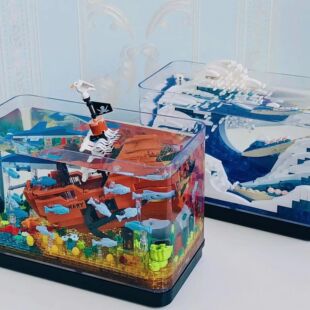 哲积木海洋馆探索鱼缸灯光版模型儿童益智拼装玩具发