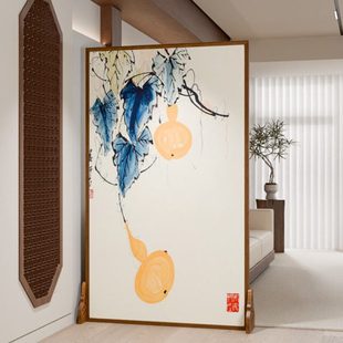 现代简约客厅玄关进门北欧山水遮挡卧室屏风隔断移动座屏房间家用